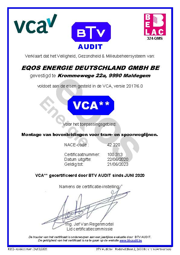 EQOS Zertifikat VCA**